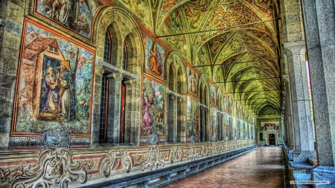 ornate cloister hallway