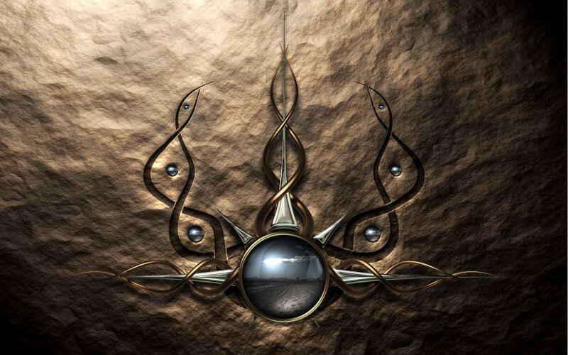 Ornate Compass Emblem — Brown