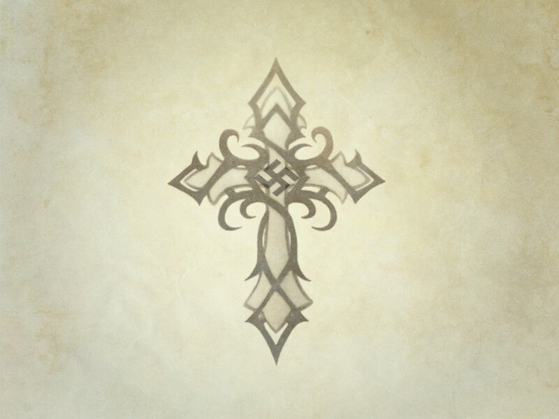 Ornate Cross Symbol — Beige
