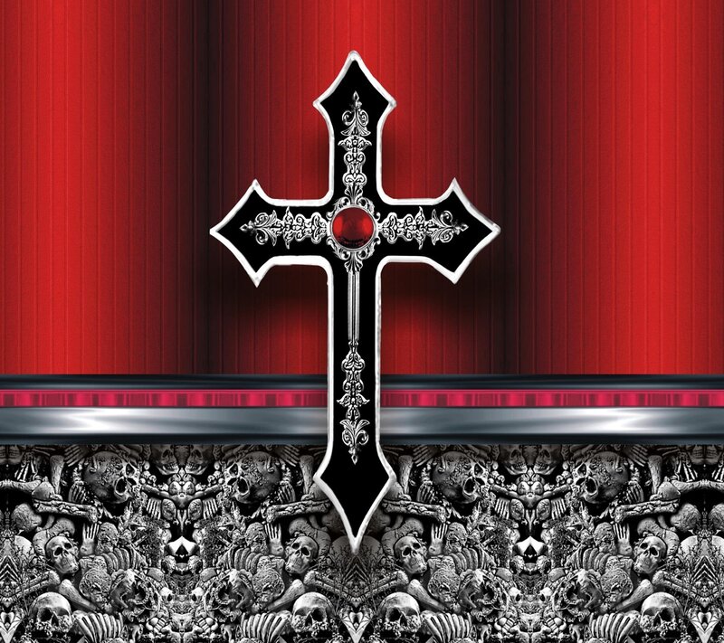 Ornate Cross with Skulls