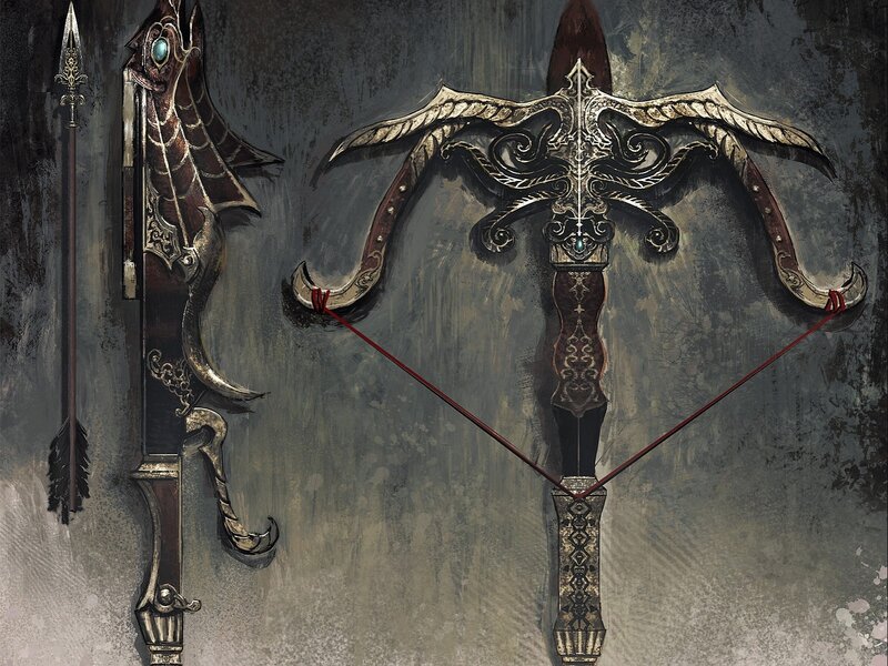 Ornate Crossbow and Spear