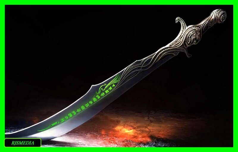 Ornate Curved Sword — Black