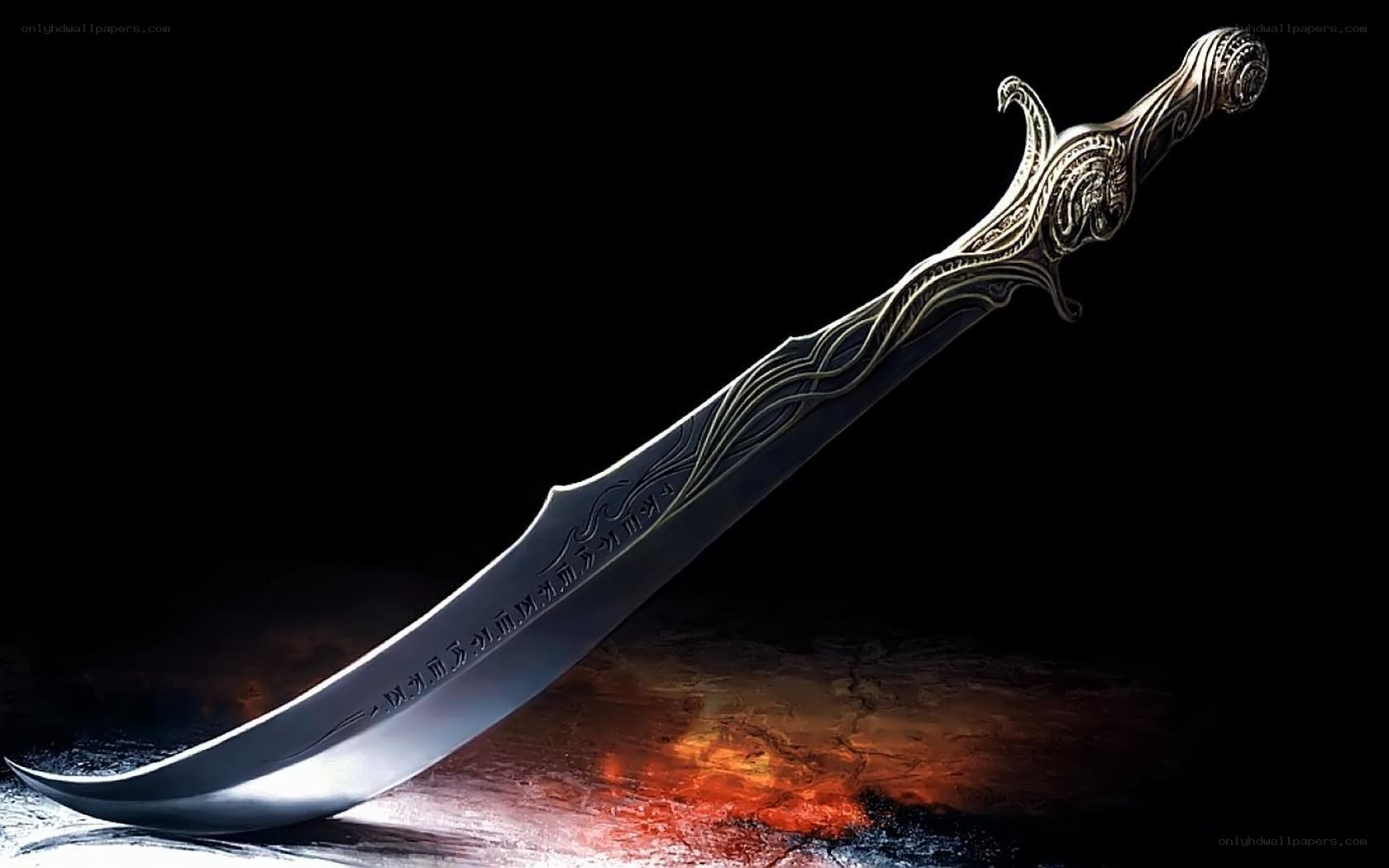 ornate curved sword