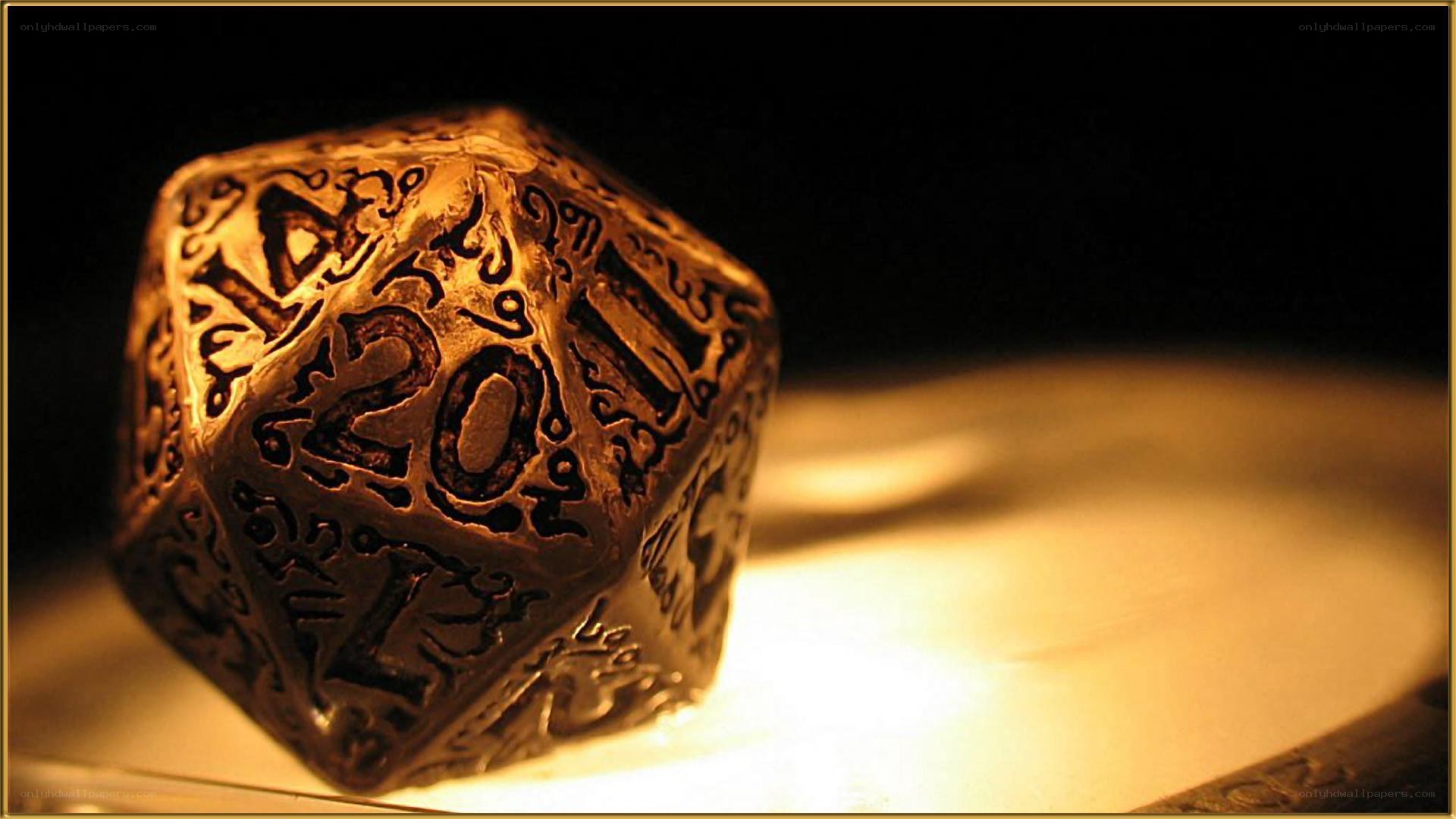 ornate d20 die