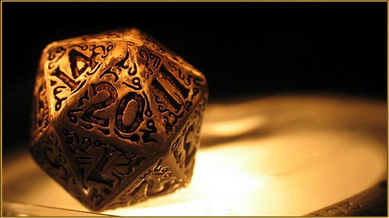 Ornate D20 Die — Gold, Dramatic