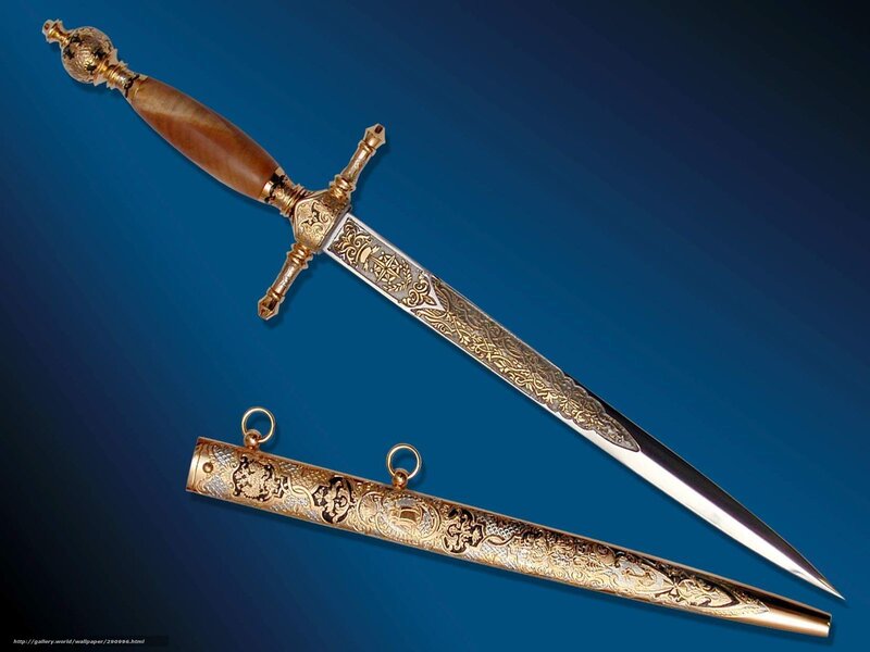 Ornate Dagger and Scabbard — Blue, Dramatic