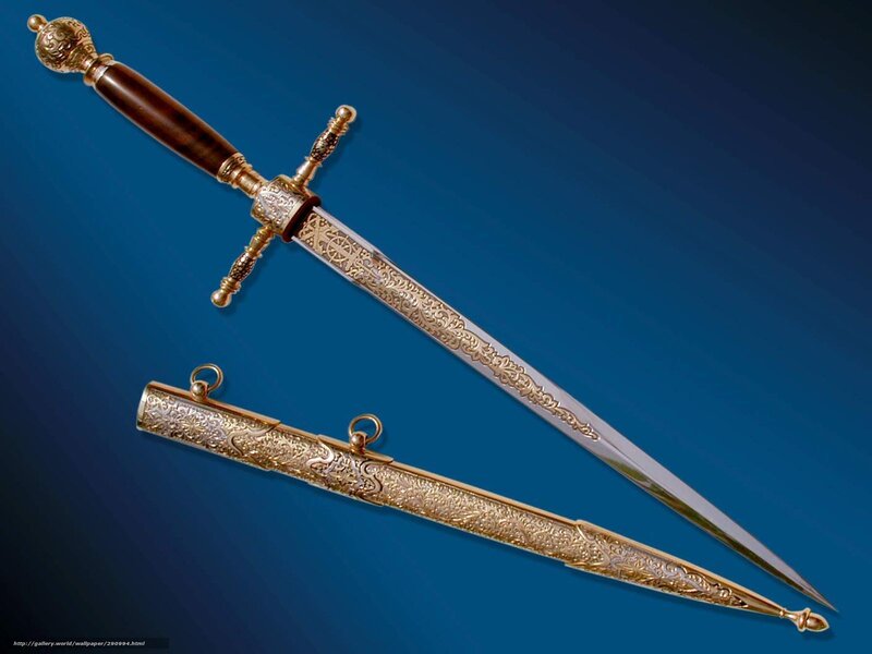 Ornate Dagger and Scabbard — Blue