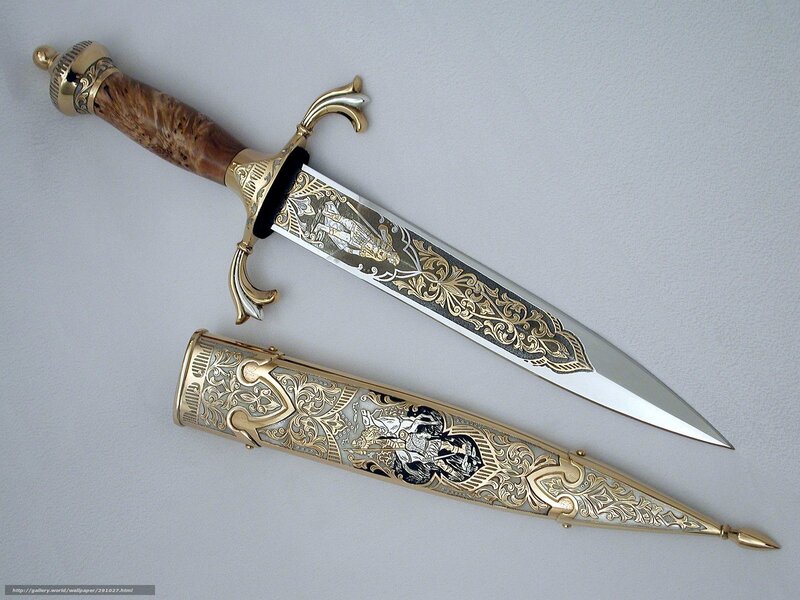 Ornate Dagger and Scabbard — Silver