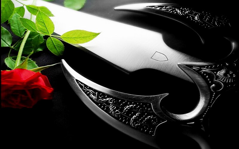 Ornate Dagger with Rose — Black