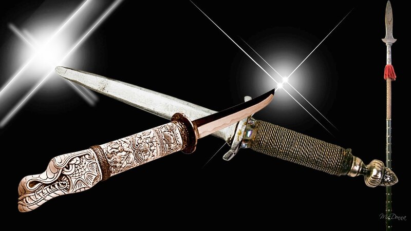 Ornate Daggers and Spear