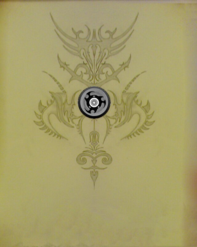 ornate design with central disc