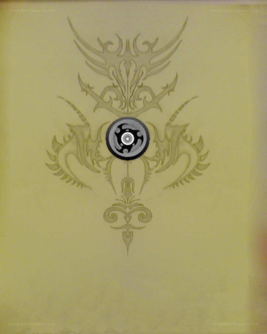 ornate design with central disc