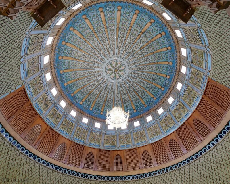 Ornate Dome Ceiling — Blue, Serene, Photograph, Chandelier