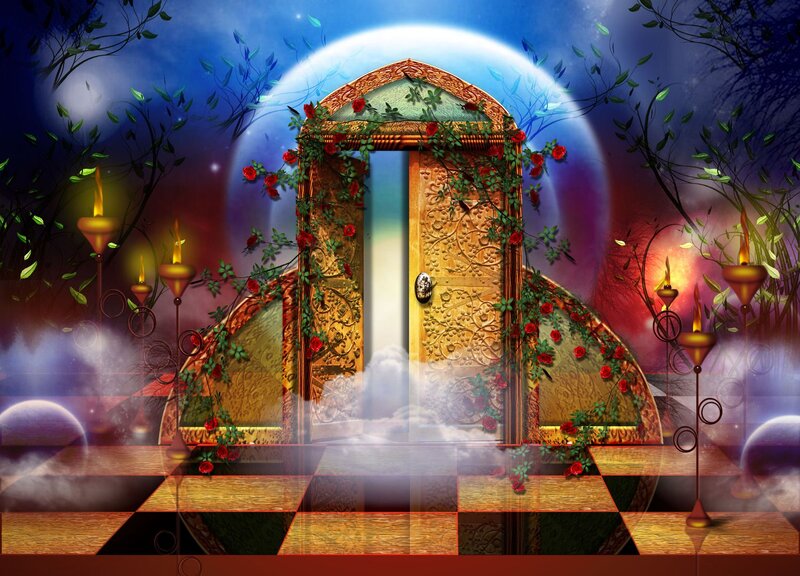 Ornate Door in Fantasy Garden