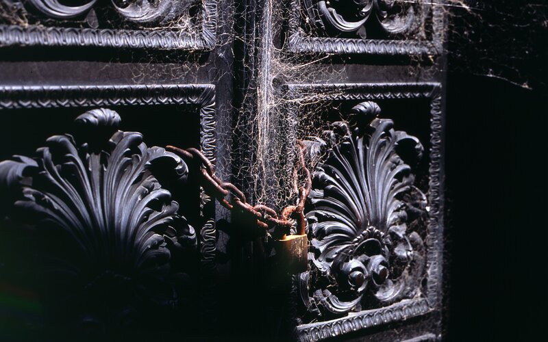 ornate door with padlock