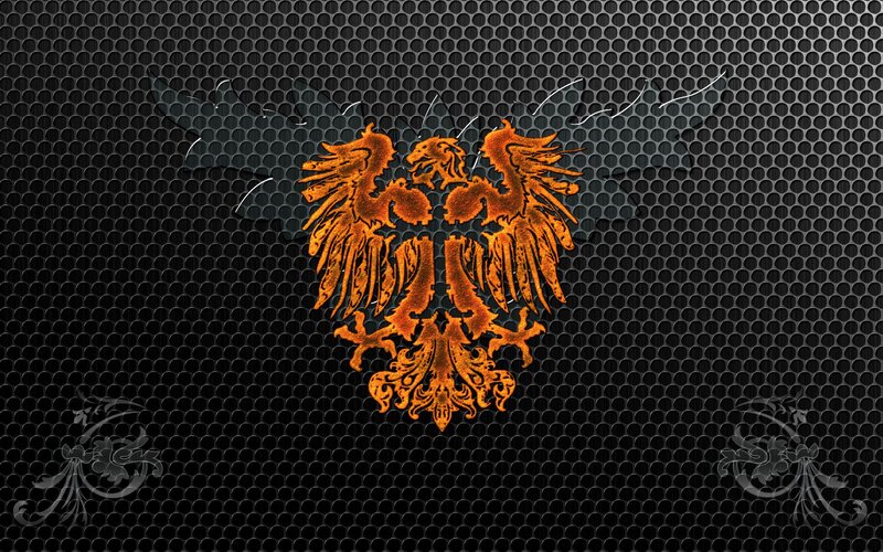 Ornate eagle emblem on mesh
