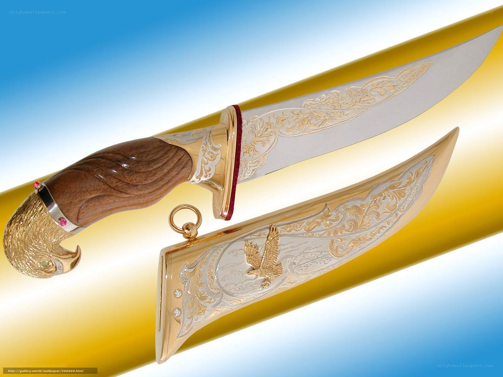 ornate eagle knife and sheath