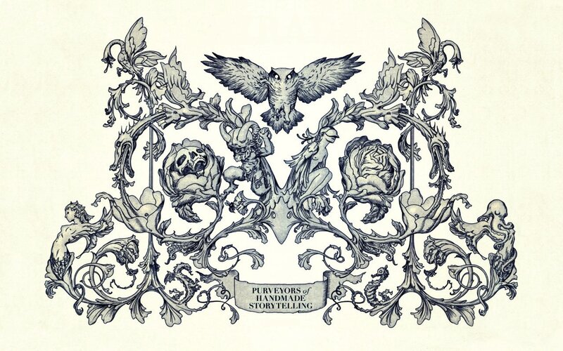 ornate emblem with mythical creatures