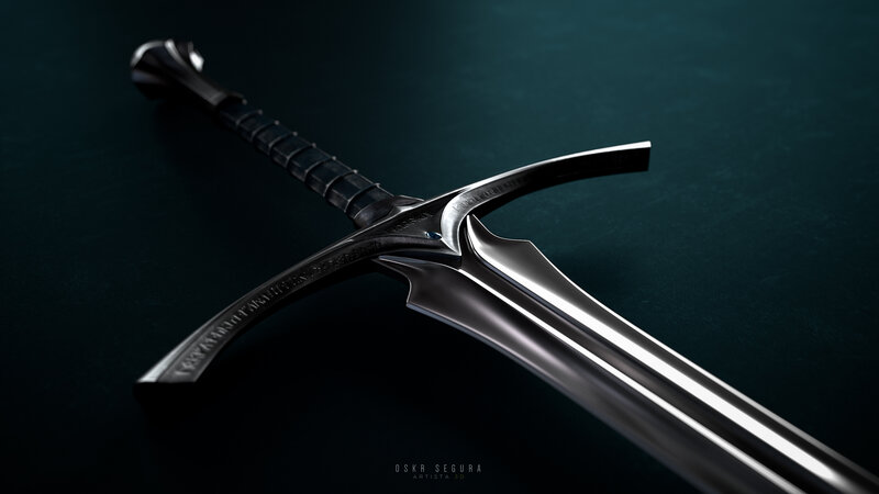 Ornate Fantasy Sword — Black, Dramatic