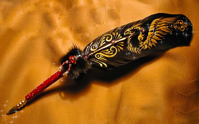 ornate feather quill pen