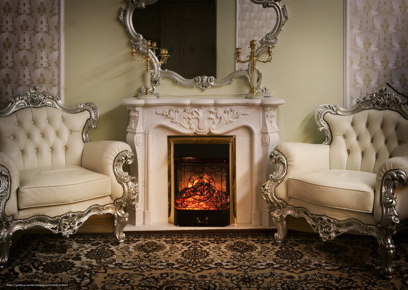 Ornate Fireplace and Chairs