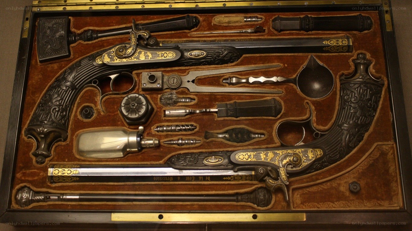 ornate flintlock pistol set