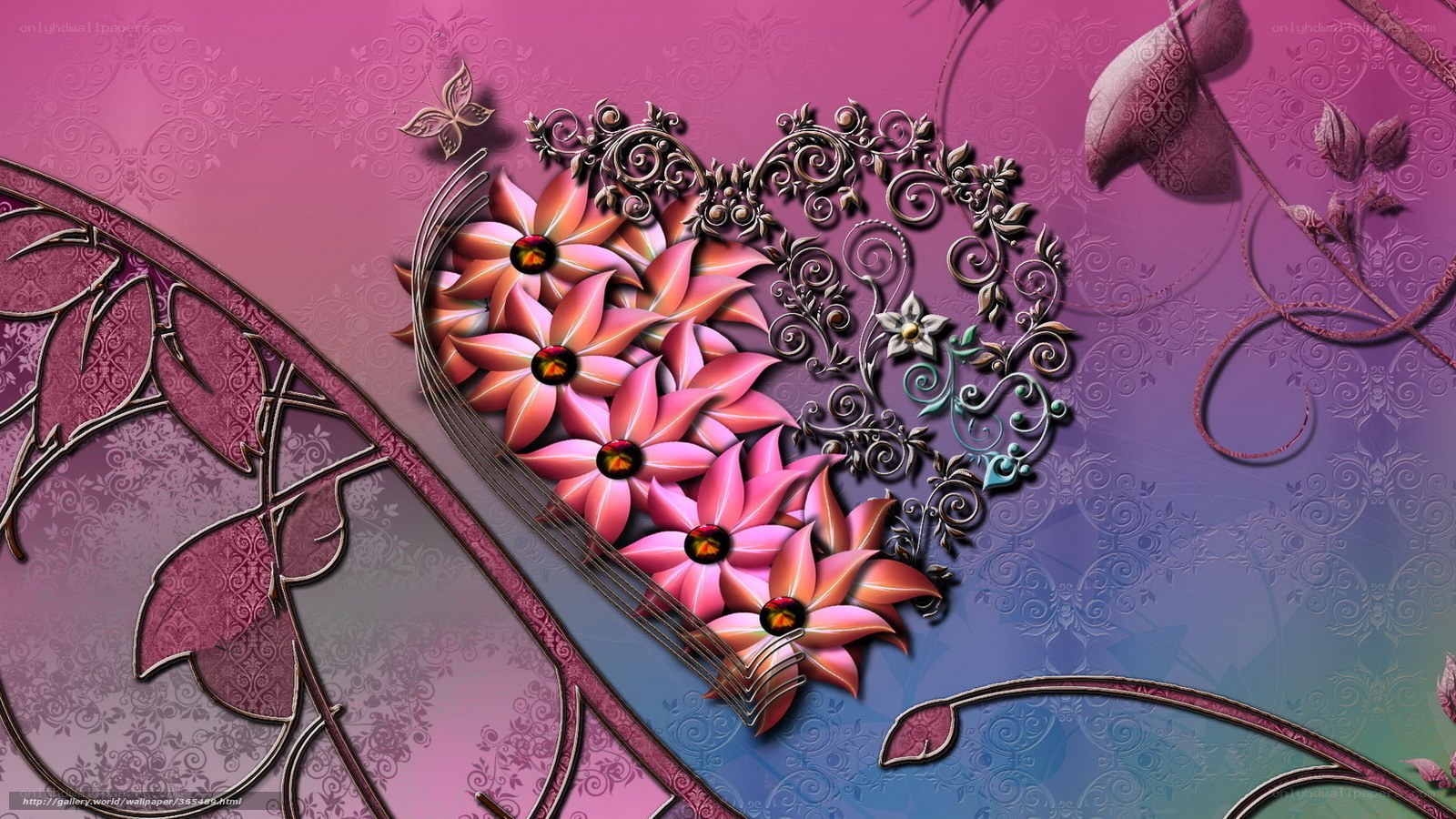 ornate floral heart design