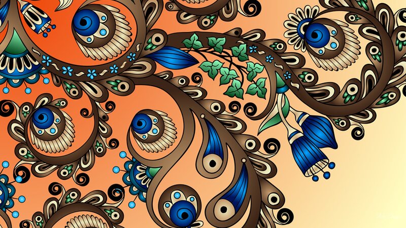 Ornate Floral Pattern — Orange
