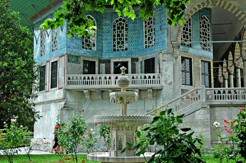 Ornate Fountain and Building