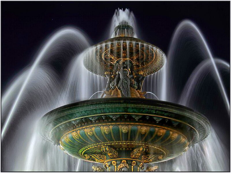 Ornate Fountain at Night