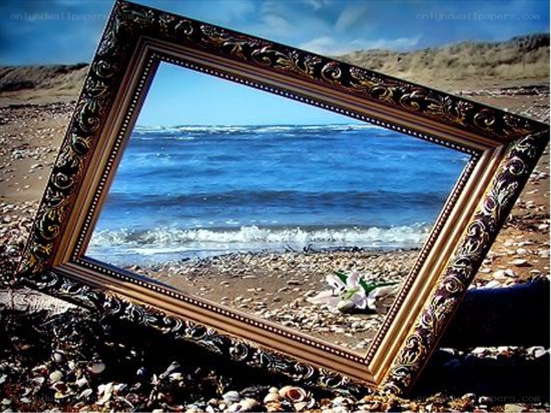 ornate frame on beach