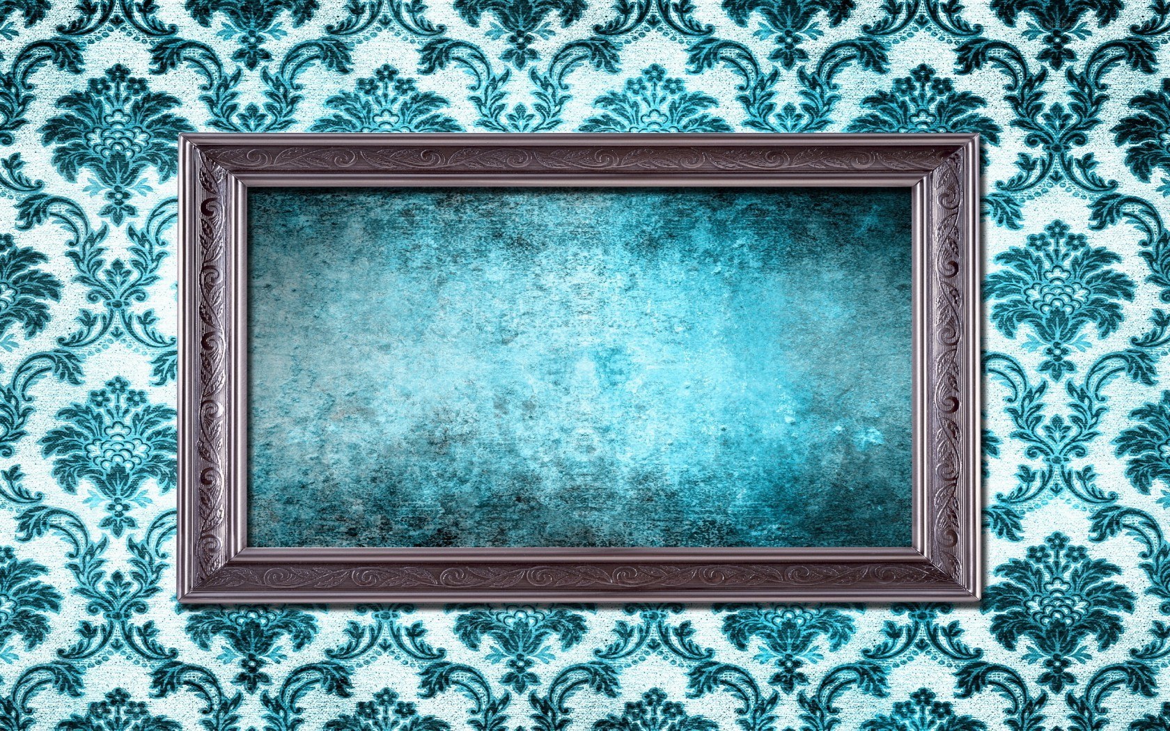 ornate frame on patterned wall