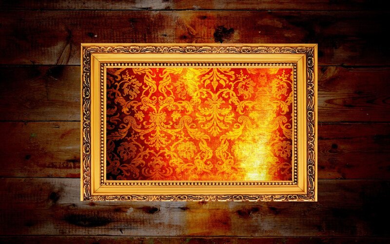 ornate frame on wood wall