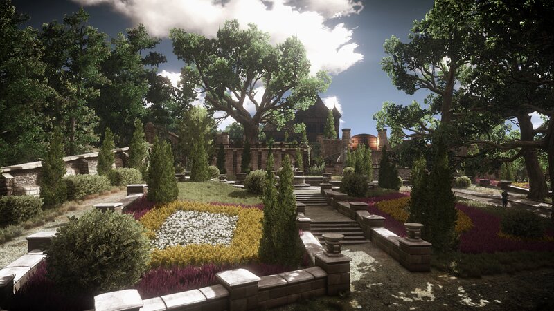 Ornate Garden with Stone Steps