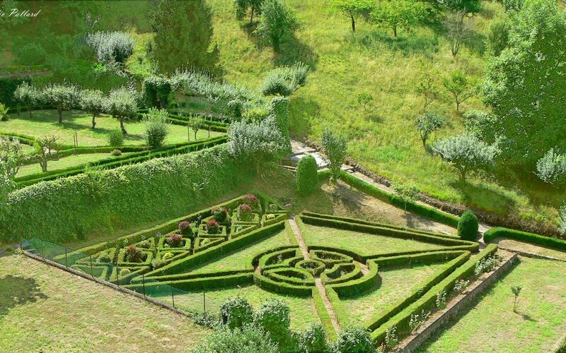 ornate garden with topiary