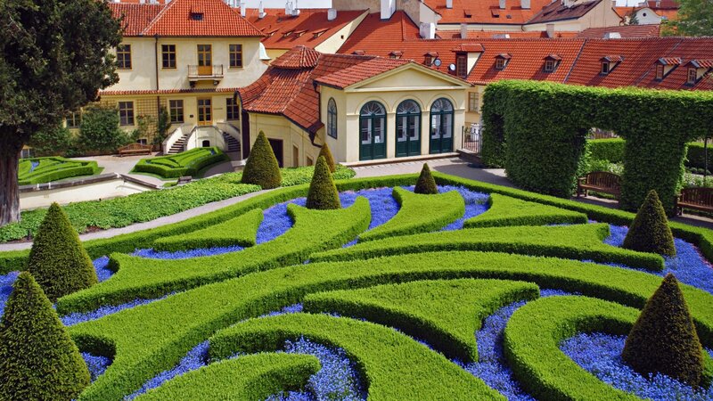 ornate garden with topiary