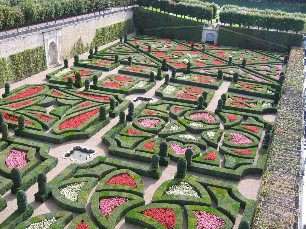 ornate garden with topiary