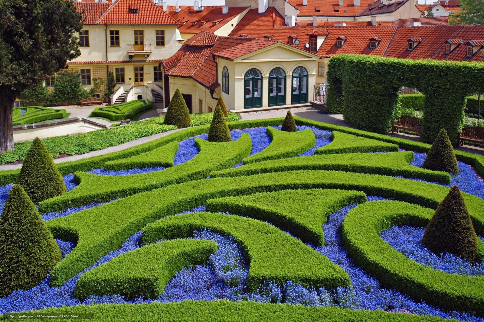 ornate garden with topiary