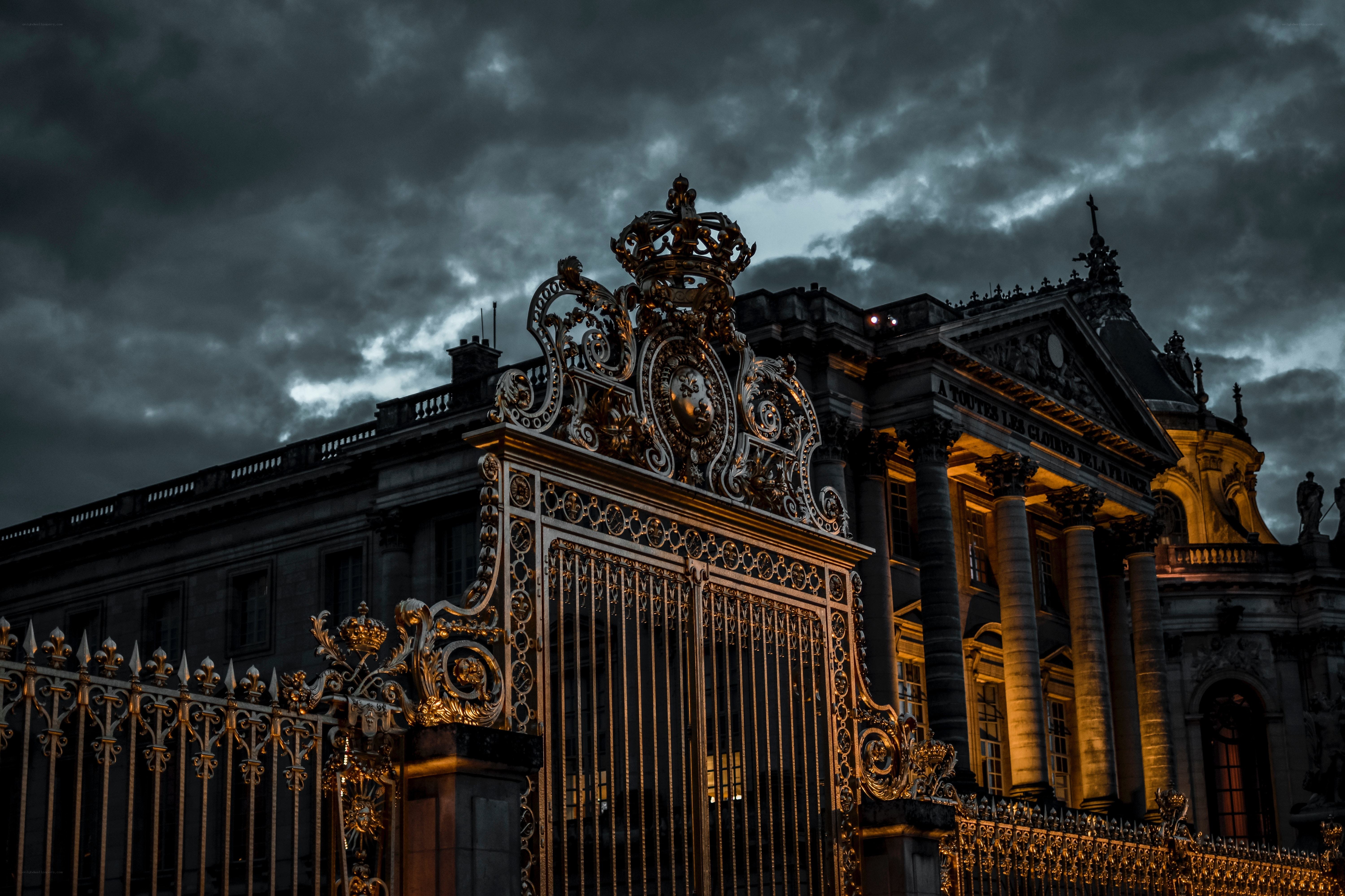 Ornate gate at dusk