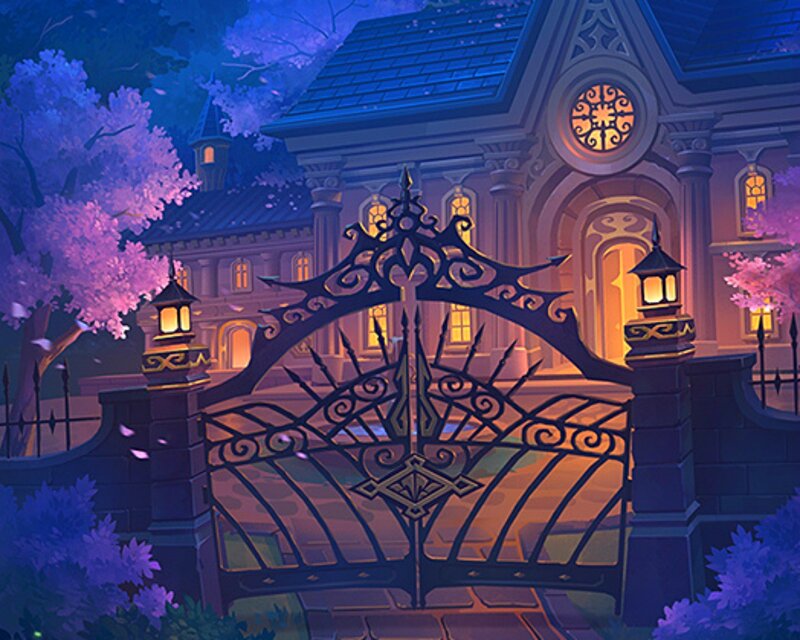 Ornate Gate at Night — Blue