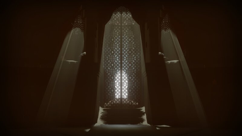 Ornate Gate in Dark Hall