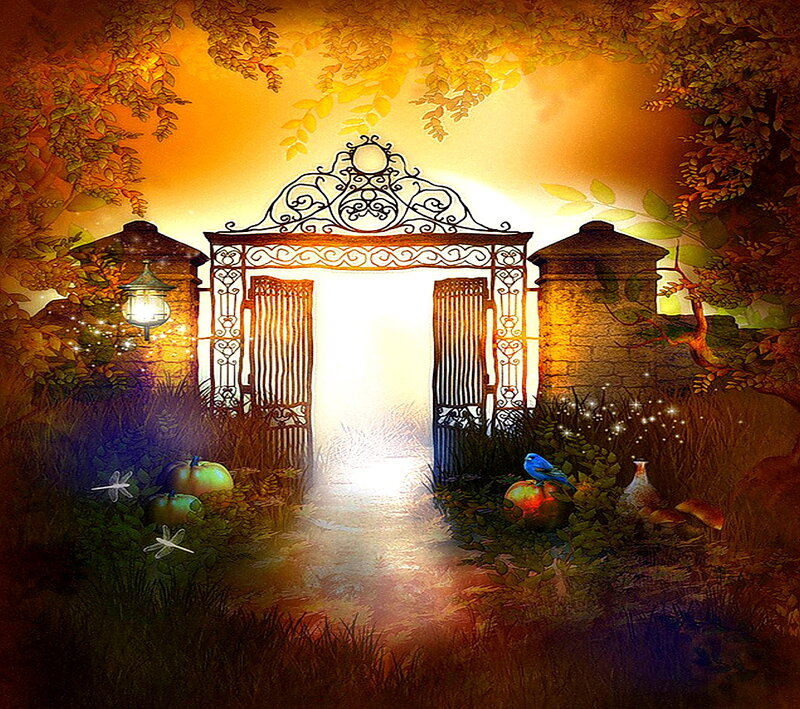 Ornate Gate in Garden — Orange