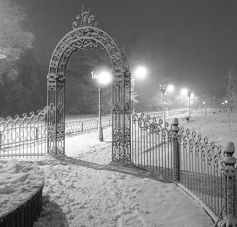 Ornate Gate in Snow