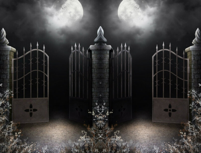 Ornate Gates at Night — Black