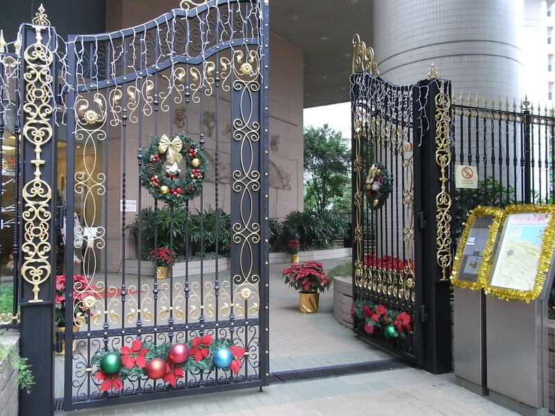 Ornate Gates with Christmas Decorations