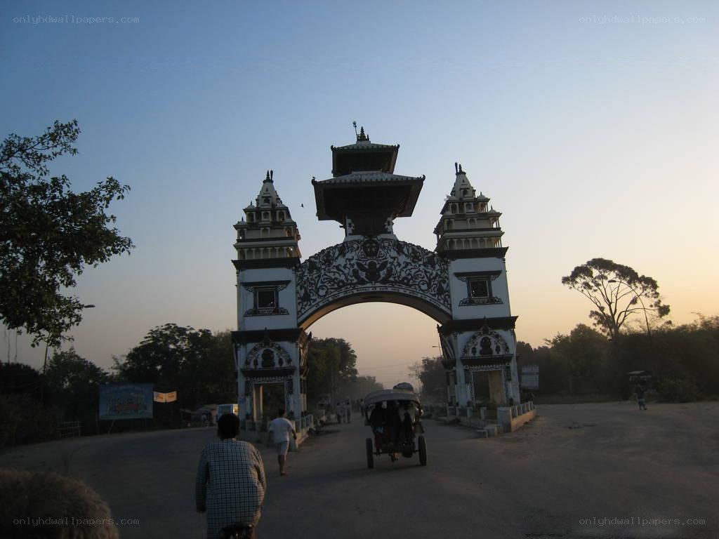 ornate gateway at dusk