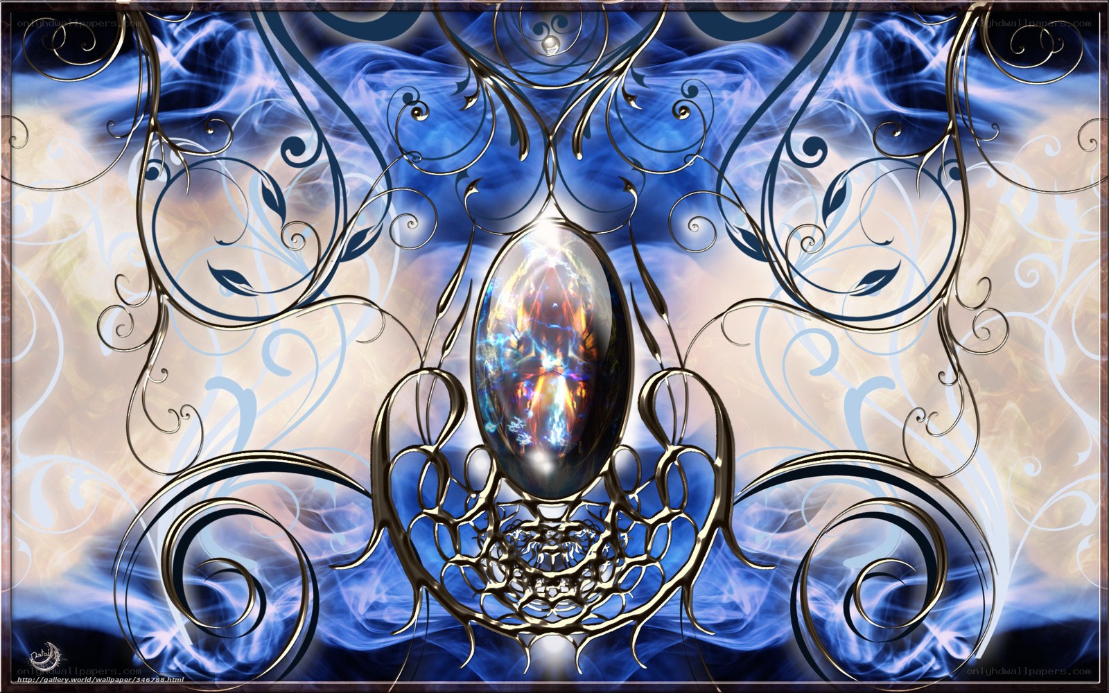 Ornate gemstone with swirling patterns