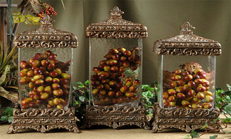 Ornate Glass Jars with Fruit
