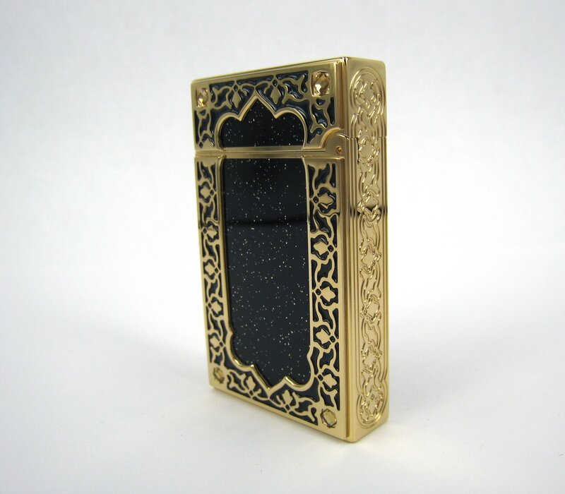 ornate gold and black lighter