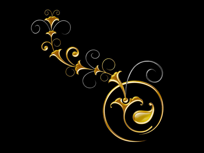 ornate gold and silver floral design